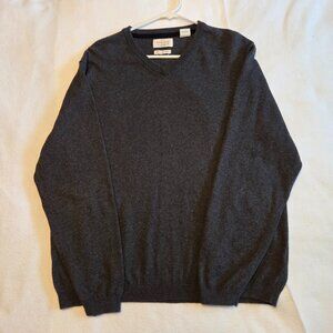 Weatherproof Vintage Cotton Cashmere V-Neck Sweater Men’s Size Large Dark Gray